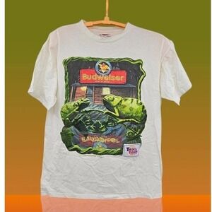 Vintage Budweiser Frogs Touch Tone 1997 White Adult‎ Large Shirt Rare USA